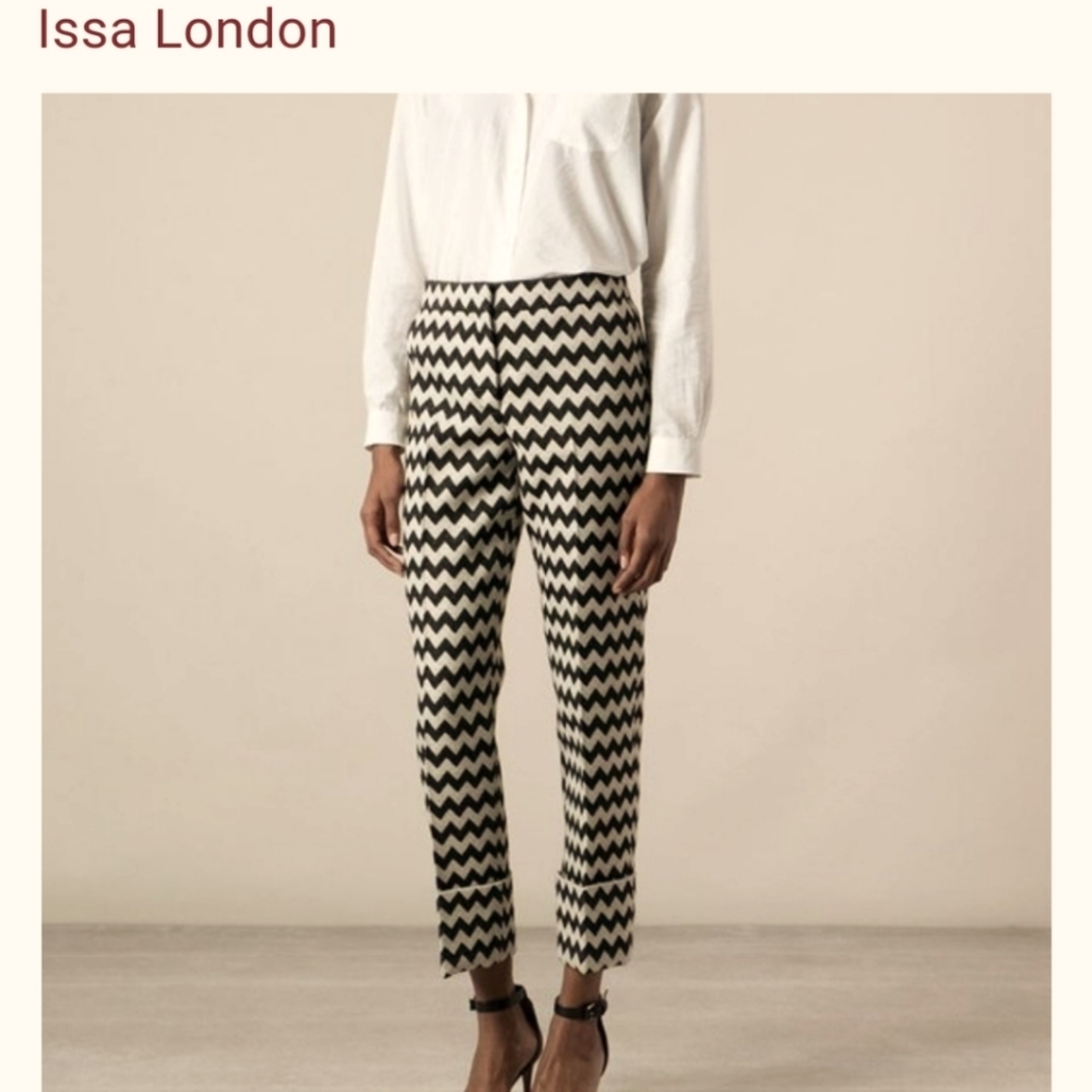 ISSA London Blanche Zig Zag Trousers NWOT  Sz 2